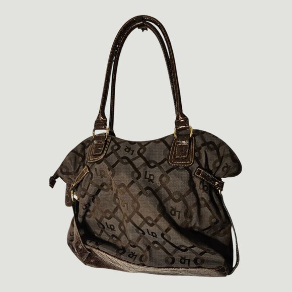 Line Rosetti Brown and Tan Tote Style Purse -- ITEM #3654 - Picture 3 of 7